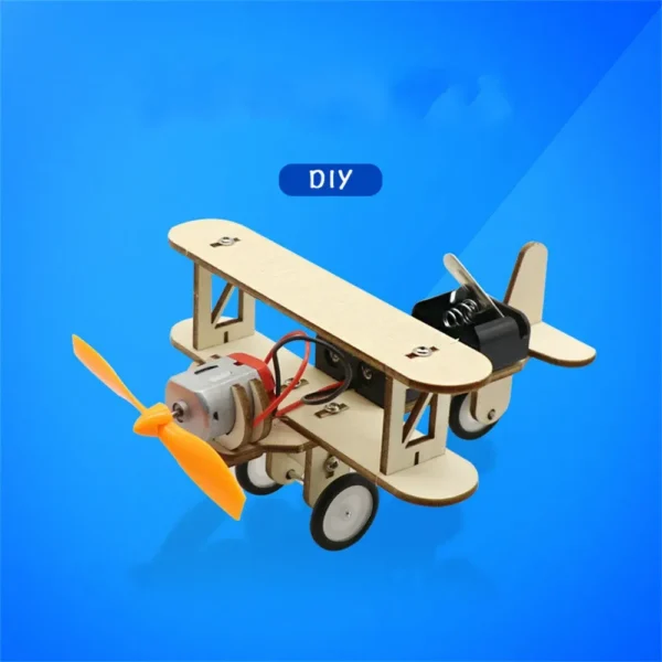 DIY Electric Taxiing Aircraft Model Wooden Dual Motor Biplane